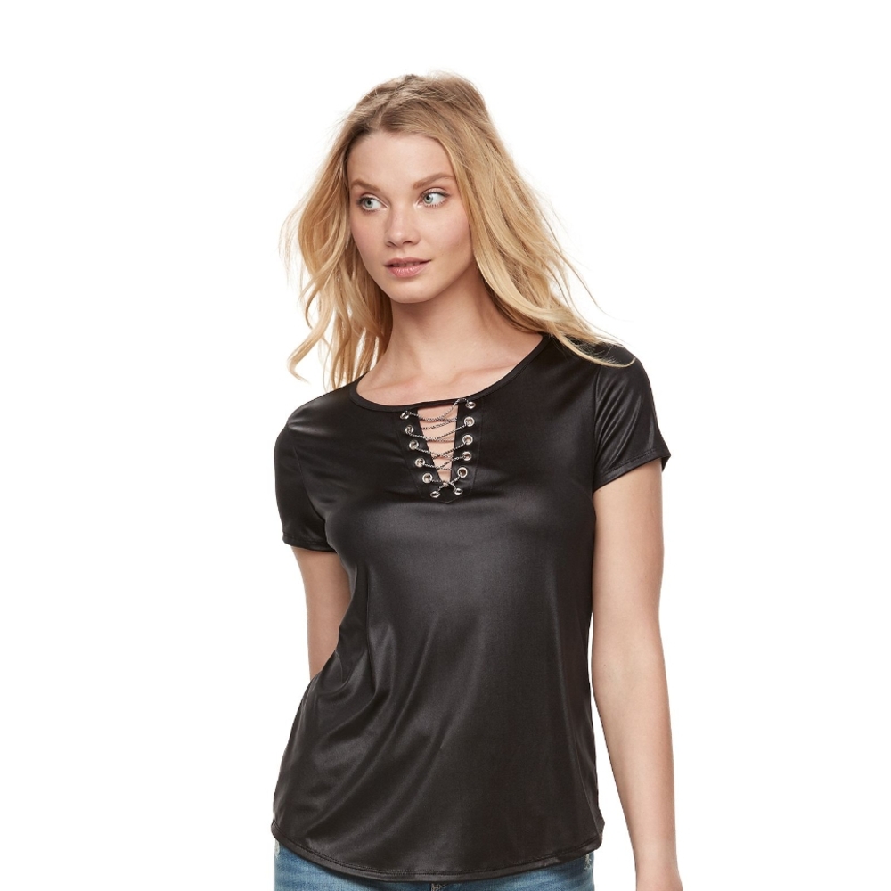 Black Lace-Up Women's Top